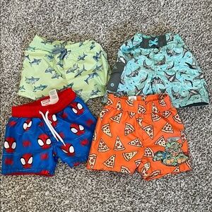 Kids Swim Trunk Bundle - Sharks, Pizza & Spider-Man Prints